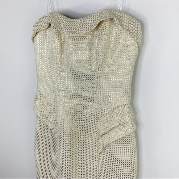 ABS Allen Schwartz‎ Metallic Gold Strapless Cocktail Dress like NEW - Picture 8 of 13